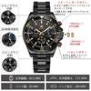OLEVS Men's Analog Quartz Wristwatch Black Metal Band Waterproof Date Display Large Unidirectional Rotating Bezel