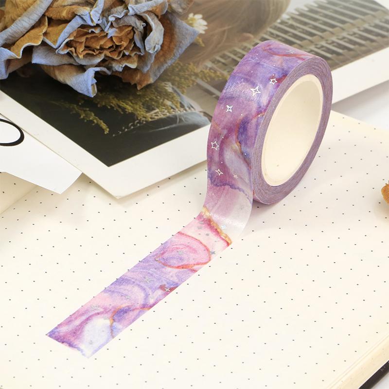 2023 NEW 1X 10M Decor Colorful Galaxy Cloud Silver Stars Washi Tape Set for Scrapbooking Planner Masking Tape papelería kawaii