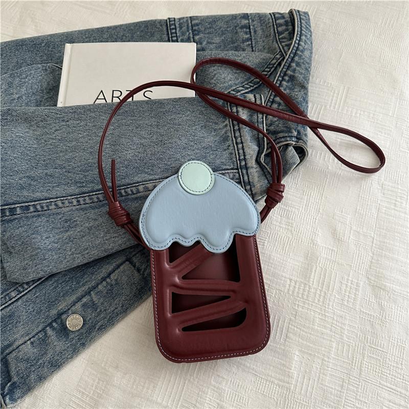 

Fashion mobile phone bag creative design hollow women s small bag sweet and cute cherry cake messenger bag woman червоний