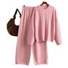 Autumn and Winter New Loose Twist Pullover Sweater Women's Set, Knitted Wide-leg Pants Fashionable Two-piece Set