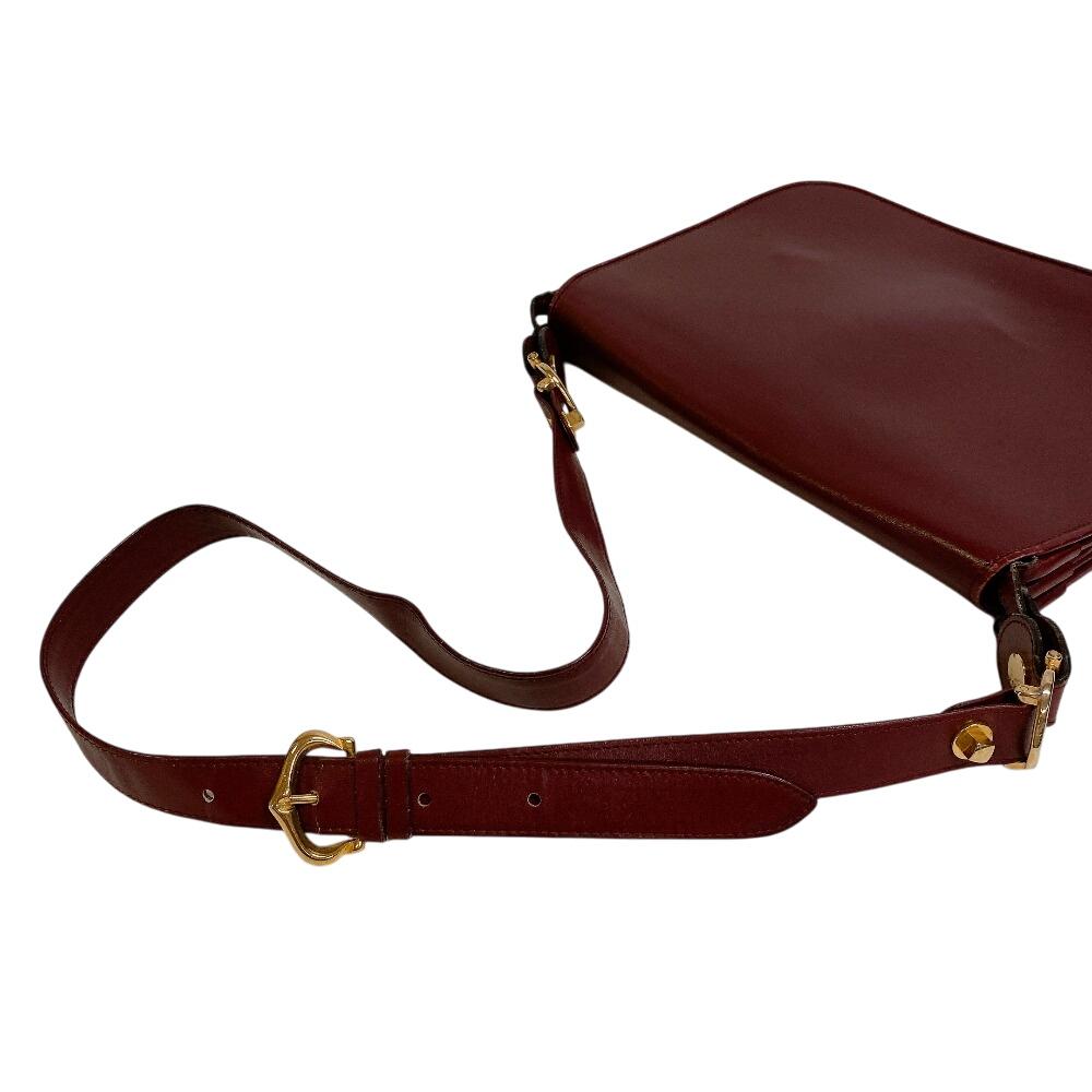CARTIER flap Must Line leather Shoulder Bag Bordeaux leather Women Used