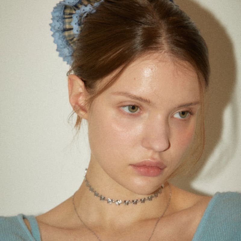 Favorite Noun Check Scrunchies_FW_04 BLUE