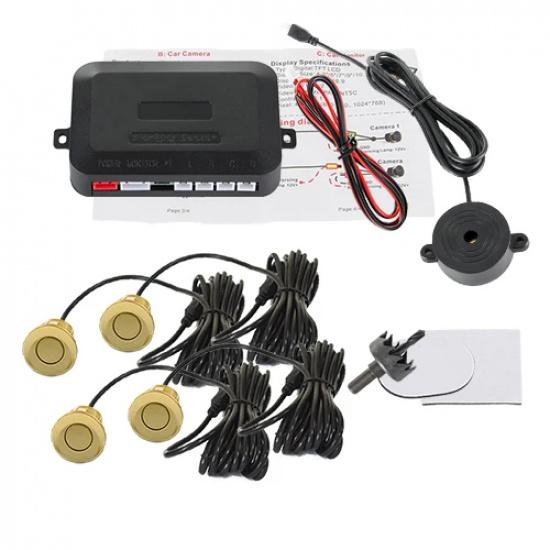 Hippcron 4 Sensors Buzzer 22mm Car Parking Sensor Kit Reverse Backup Radar Sound Alert Indicator Probe System 12V Black White
