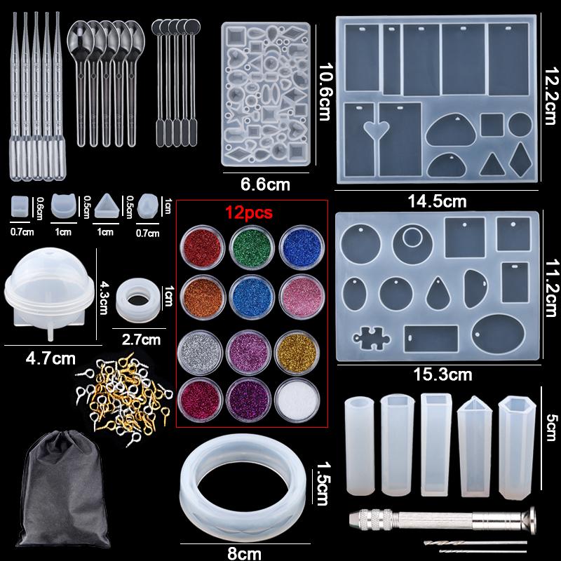 Epoxy Casting Molds Set Silicone UV Casting Tools Kits Resin Casting Molds For Jewelry Making DIY Earring Findings 16 Styles