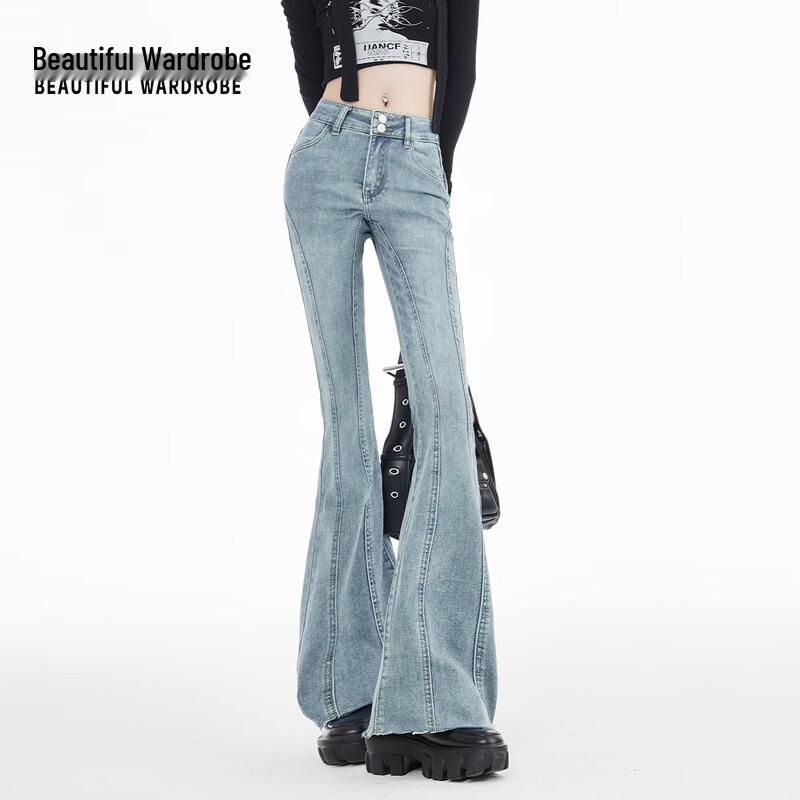 Женские повседневные джинсы клеш с высокой посадкой L