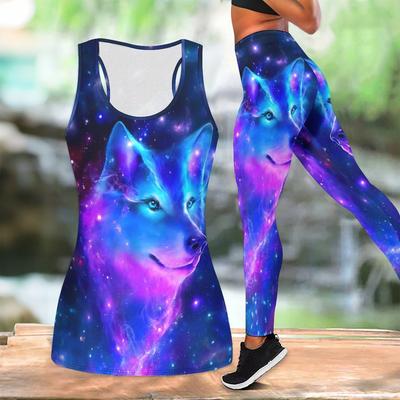 Conjunto de Yoga com Estampa de Animais Poderosos para Mulheres Moda Leggings de Treino Fitness Esportes Casual Conjunto de Yoga Roupa Esportiva