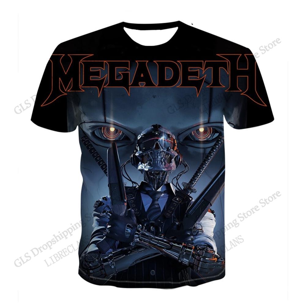 Nová Rocková Kapela Megadeth 43 Let Tour 2026 3D Potisk Tričko Pánské Dámské Móda Hip Hop Nadměrné Velikosti Street Krátký Rukáv Vrchní Části Trička Děti