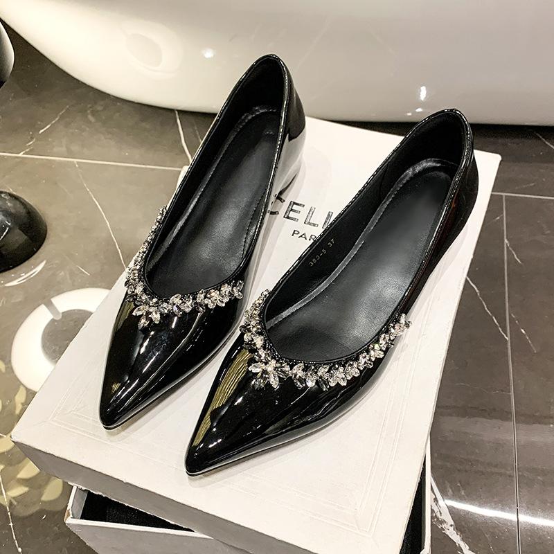 

Французские ретро туфли Мэри Джейн для увеличения внутренней высоты женские туфли для мужчин с юбкой нежные вечерние туфли с острыми краями на мягкой подошве шапочки 35 чёрный