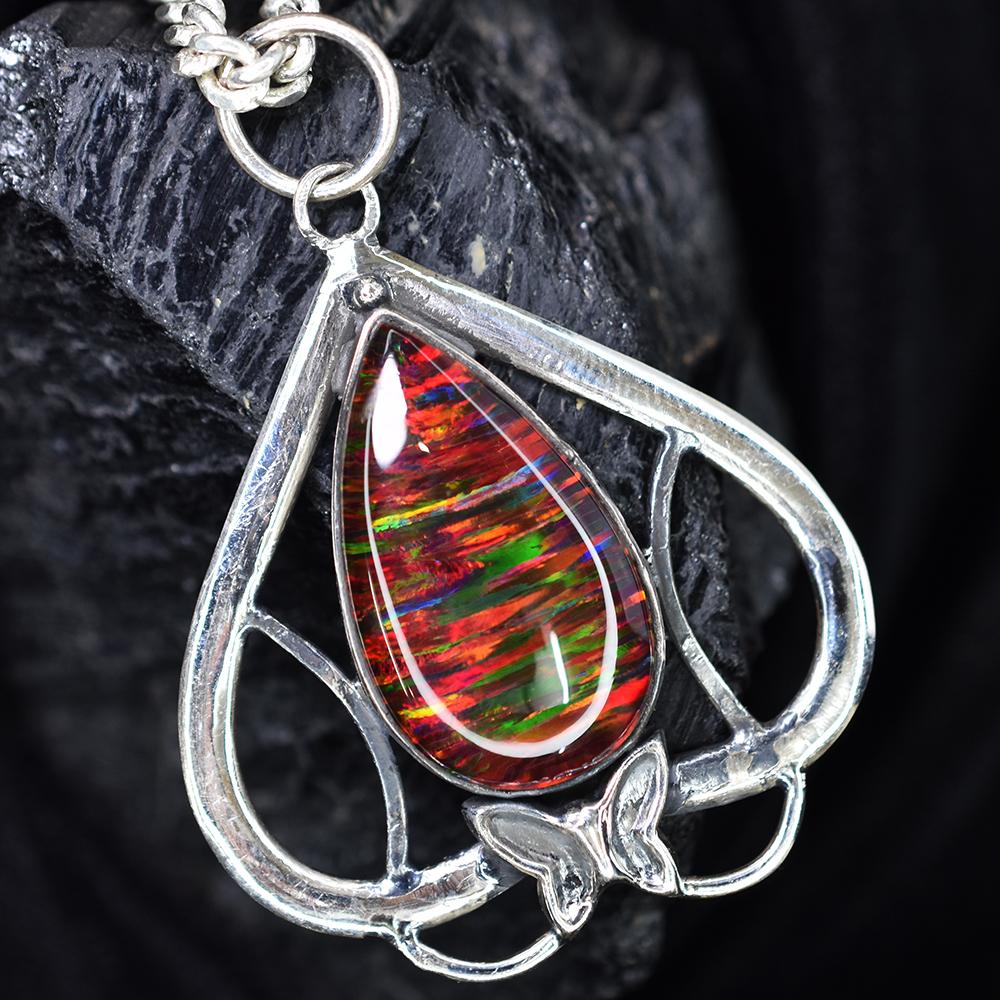 Natural Opal Pendant 44.15 ct Pear Cut Stone Silver Jewelry October Birthstone for Gem Collections