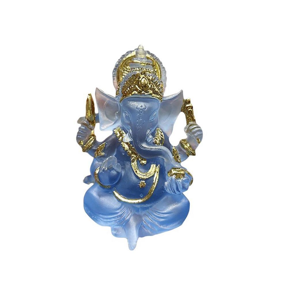 

Сделанная вручную сидящая скульптура Ганеши Декоративные украшения Ганеши для автомобиля Гостиная синий