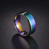 Simple 8mm Rainbow Stainless Steel Rings For Men Women Colorful Matte Finish Beveled Polished Edge Men Ring Wedding Band
