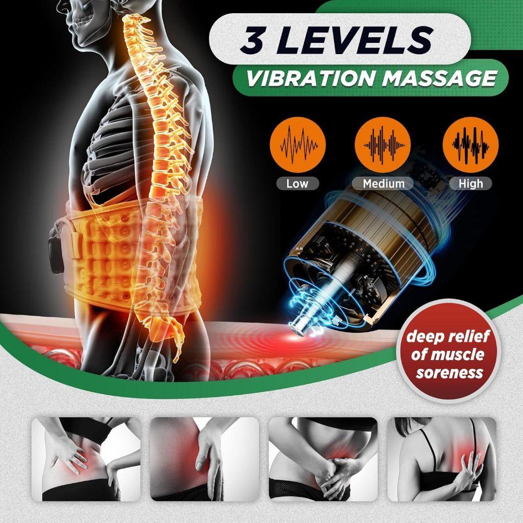 Spinal Lumbar Inflatable Back Brace Red Light Heating and Massage Therapy Belt Low Back Pain Relief Decompression Back Belt