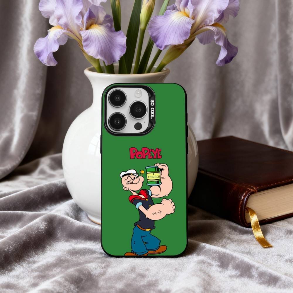 C-Cartoon C-Character P-Popeye-E  Phone Case For iPhone17,16,15,14,13,12,11 Plus,Pro Max Candy Silver Plated Inside Cover