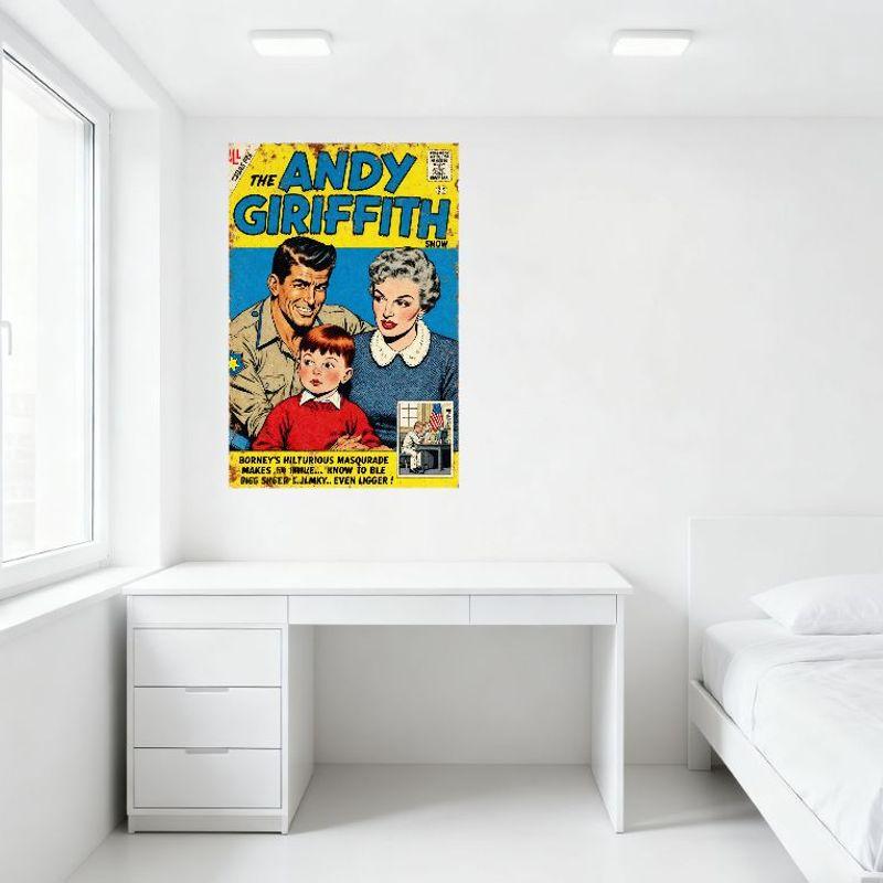 Vintage The Andy Griffith Show Comic Book Cover Metal Tin Sign Retro Illustration Home Decor for Bar Cafe Man Cave