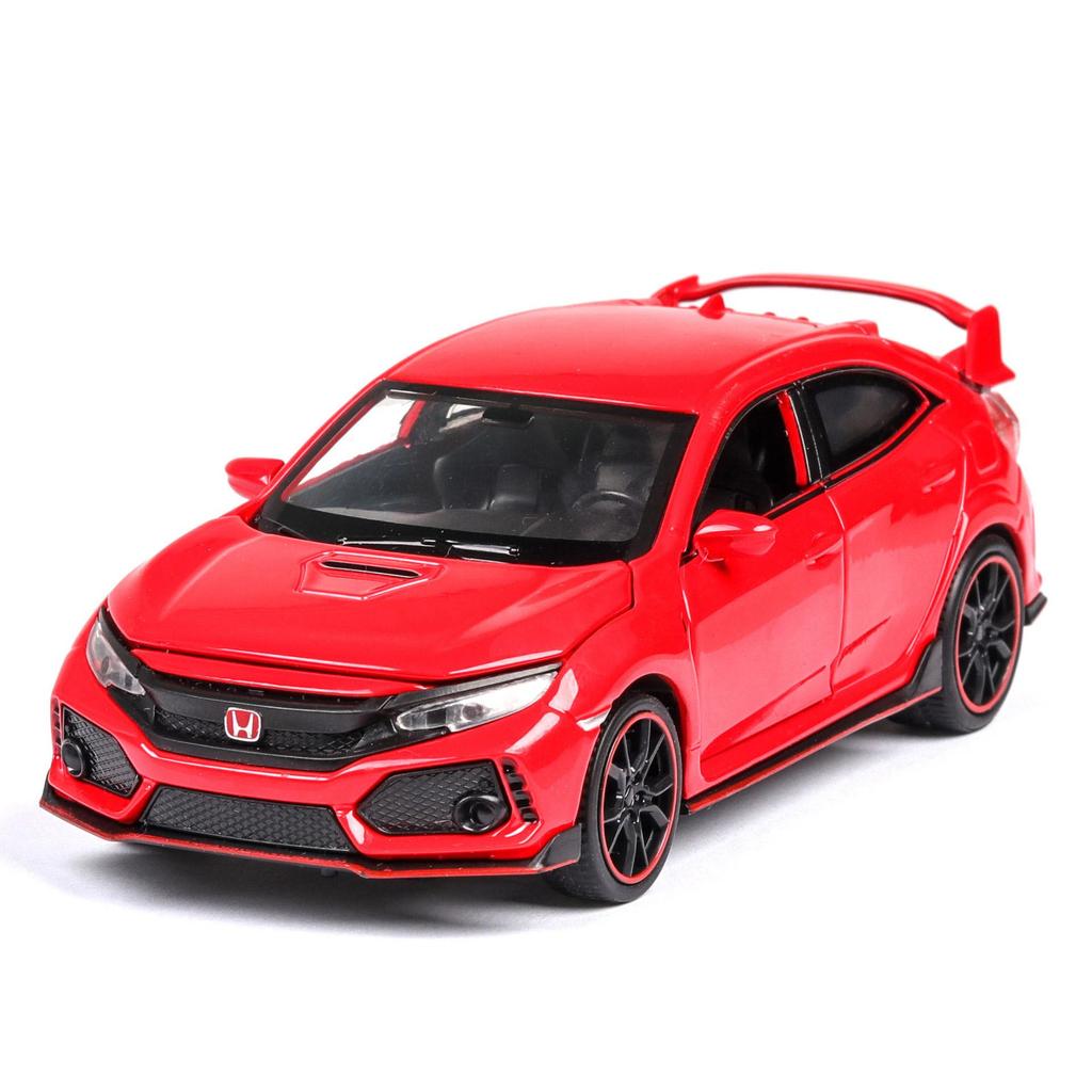 1:32 Scale 2017 Honda Civic Type-R Diecast Model Car Toy with Doors Open Light and Sound for Kids Boys Girls Adults Men Collection