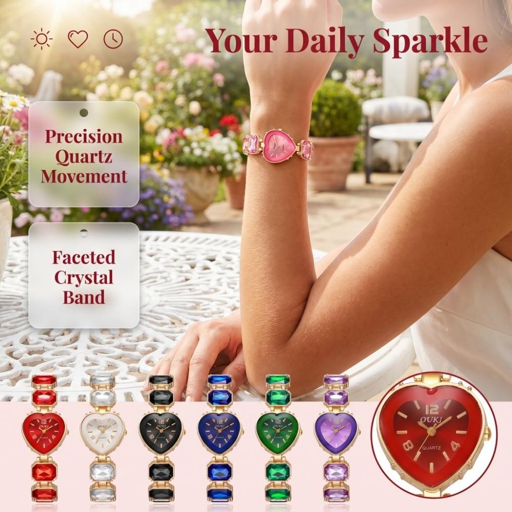 Adjustable Bracelet Rhinestone Bracelet Watch Colorful Crystal Chain Wristwatch Girl