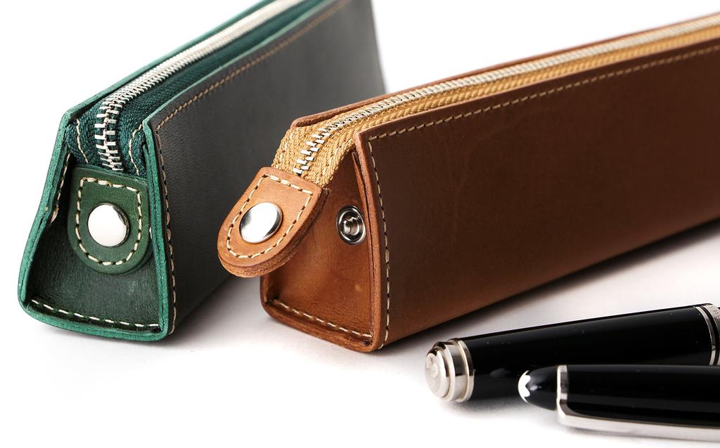 Pen Pencil Working BT Zipper Pen Triangular Blue [SLIP-ON] Case, Leather, Case, Student, Adult, Men, Women, Slip-on Case, M, Stand,