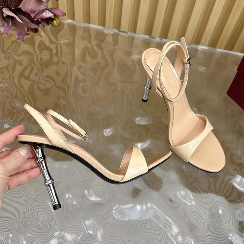 Fashion 2025 New Fashion Patent Leather Ankle Strap Women Gladiator Sandals Elegant Stiletto High Heels Summer Concise Office Lady Shoes
