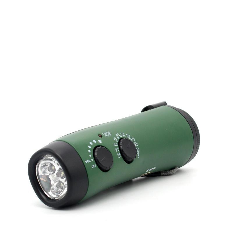 

Фонарик с ручным приводом, аварийное радио для экстренной зарядки сотового телефона зелёный