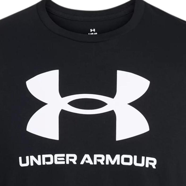 Under Armour Logo Print Crew Neck Short Sleeve T-Shirt Men Tops Black 1382911-001