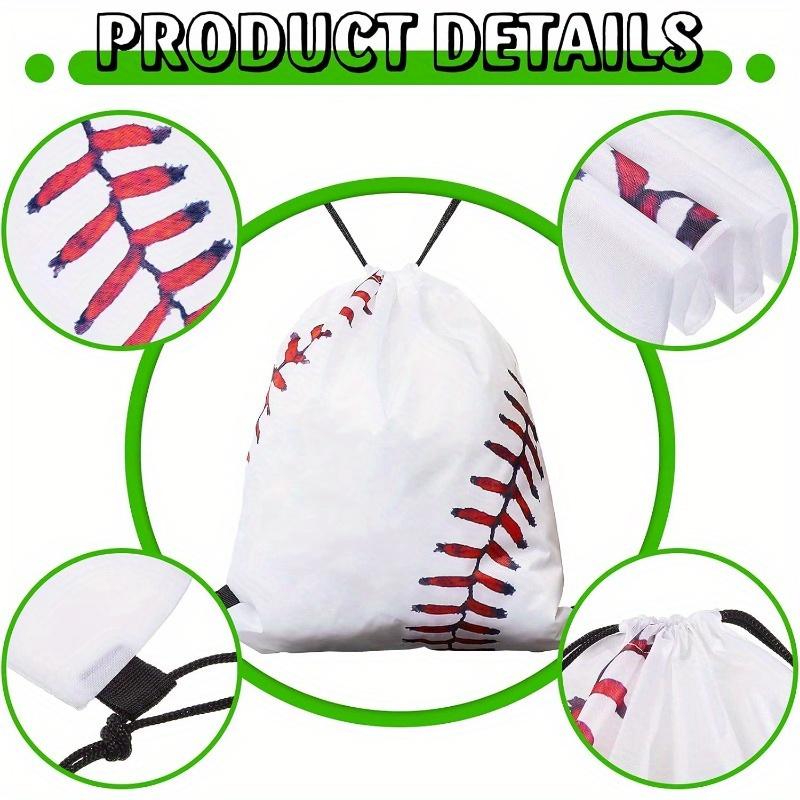 2pcs Baseball Drawstring Backpack Bag Baseball Drawstring Party Favor Bags for Gym Sports Teams