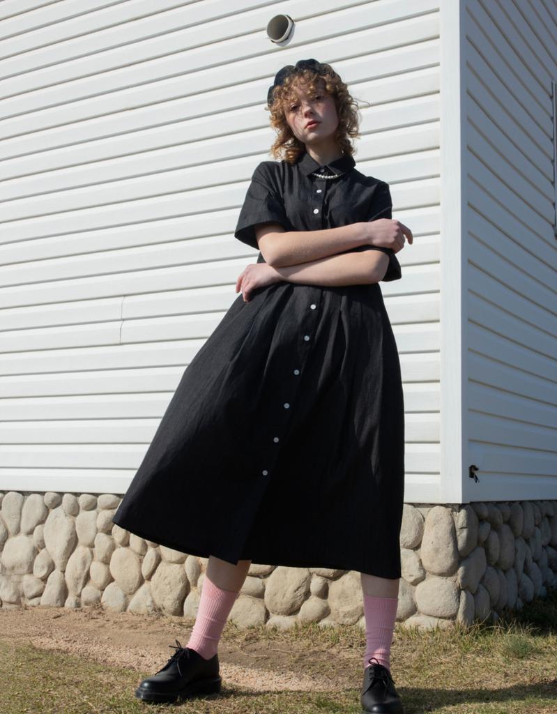 Beonadeumiljeu Turn Up Sleeve Dress - Black