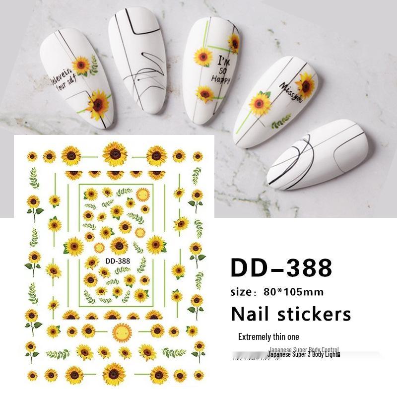 Redanco 3D Sunflower Rose Nail Art Stickers