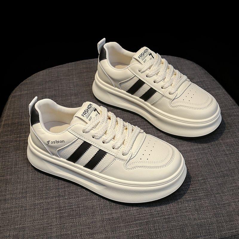 2025 spring and autumn new platform white shoes small women round head lace-up versatile casual board shoes sports shoes