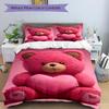 3pcs Pink Teddy Bear Bedding Set - Includes One Quilt Cover and Two Pillowcases (No Core) - Home Decor, Festival Gift, Polyester Fabric, Ani