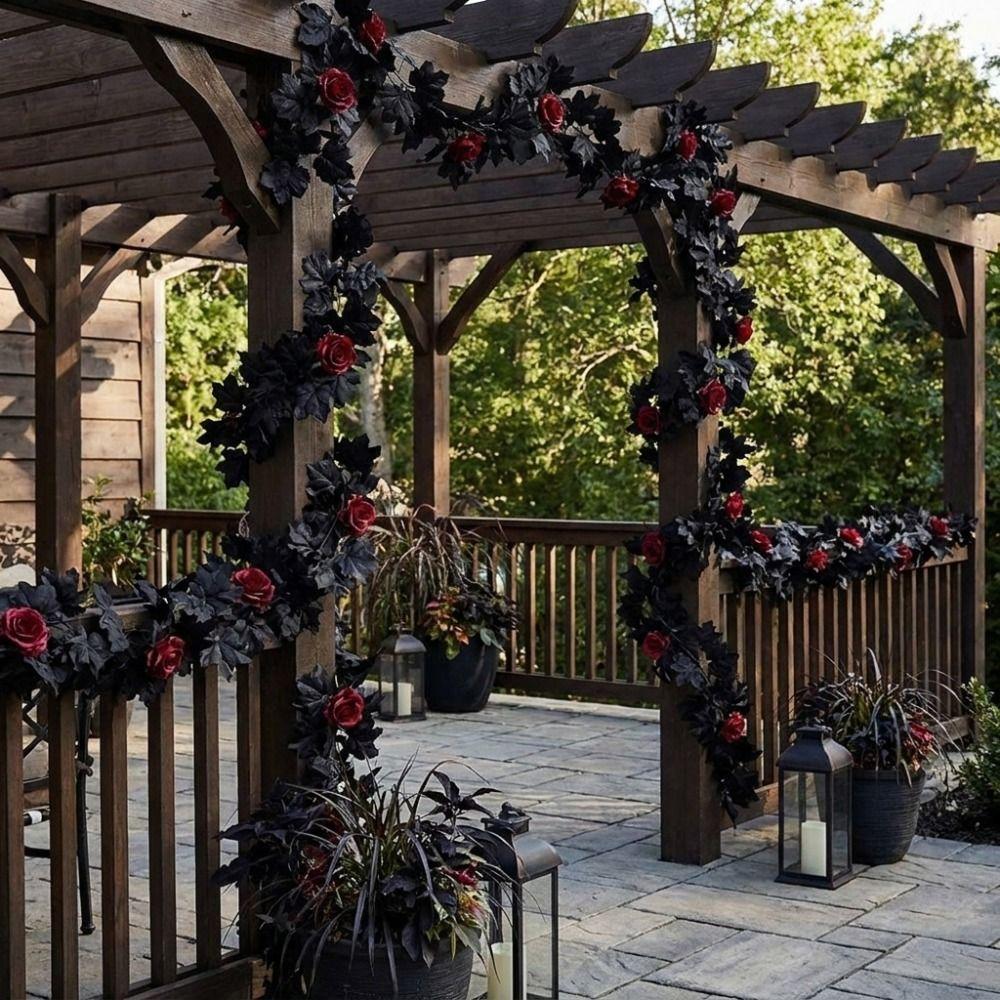 Gothic Style Maple Leaf Garland Lifelike Artificial Plant Christmas Decor