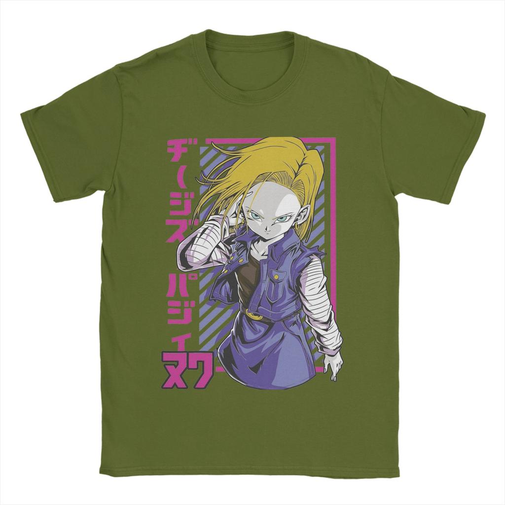 Android 18 D-Dragon Ball Z T Shirts 100% Cotton Fashion T-Shirts Crewneck Anime Tees Short Sleeve Clothing Classic Unisex