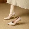 Thin heels high heels 2026 spring French patent leather glossy temperament pointed wedding shoes foot cover shallow mouth single shoes