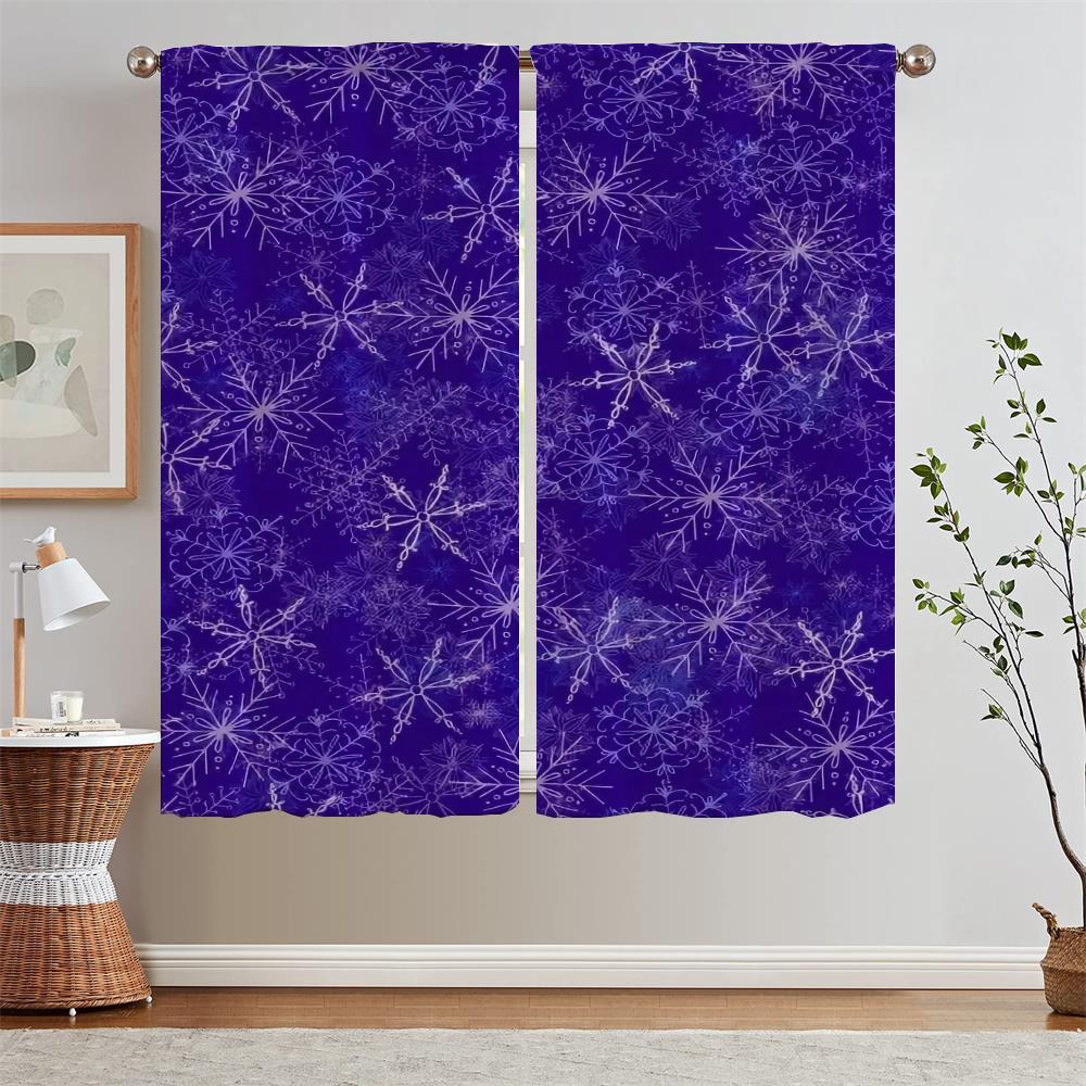 Snowflake Blackout Curtain for Living Room Decoration Black Out Curtains 2 Pcs Set Window Sheer Curtains Salon 2 Pieces Blinds