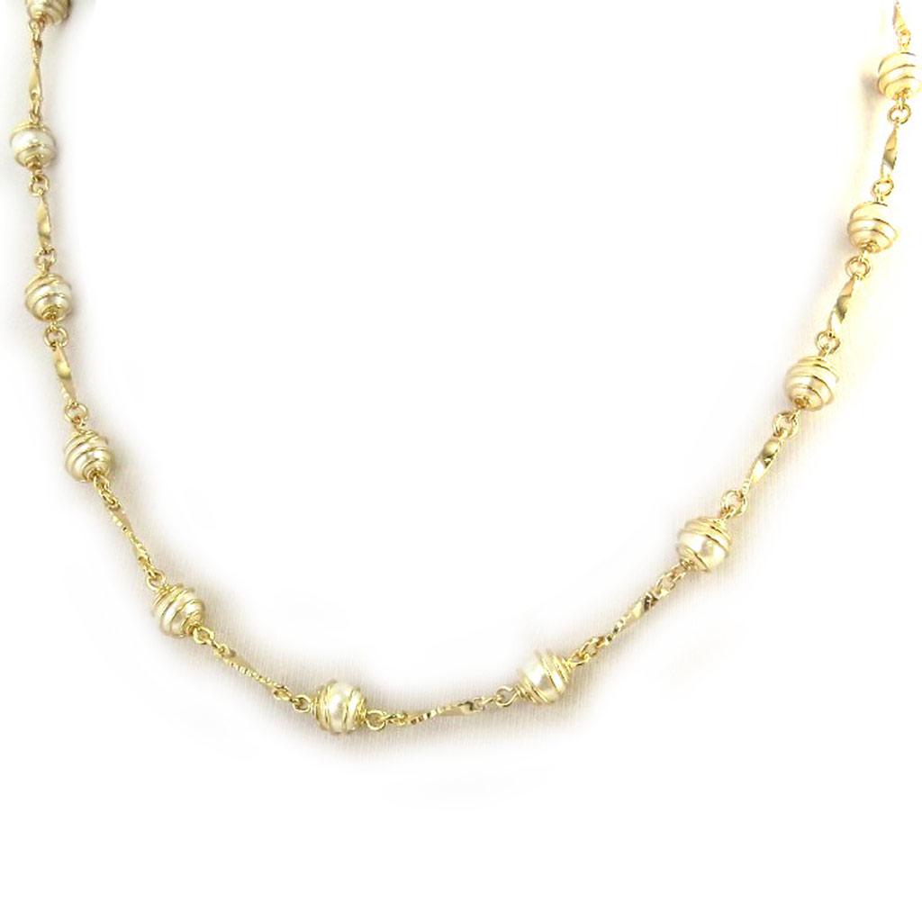 Les Trésors De Lily [M8861] - Ivory 'Sissi' Gold Plated Necklace (6 Mm)