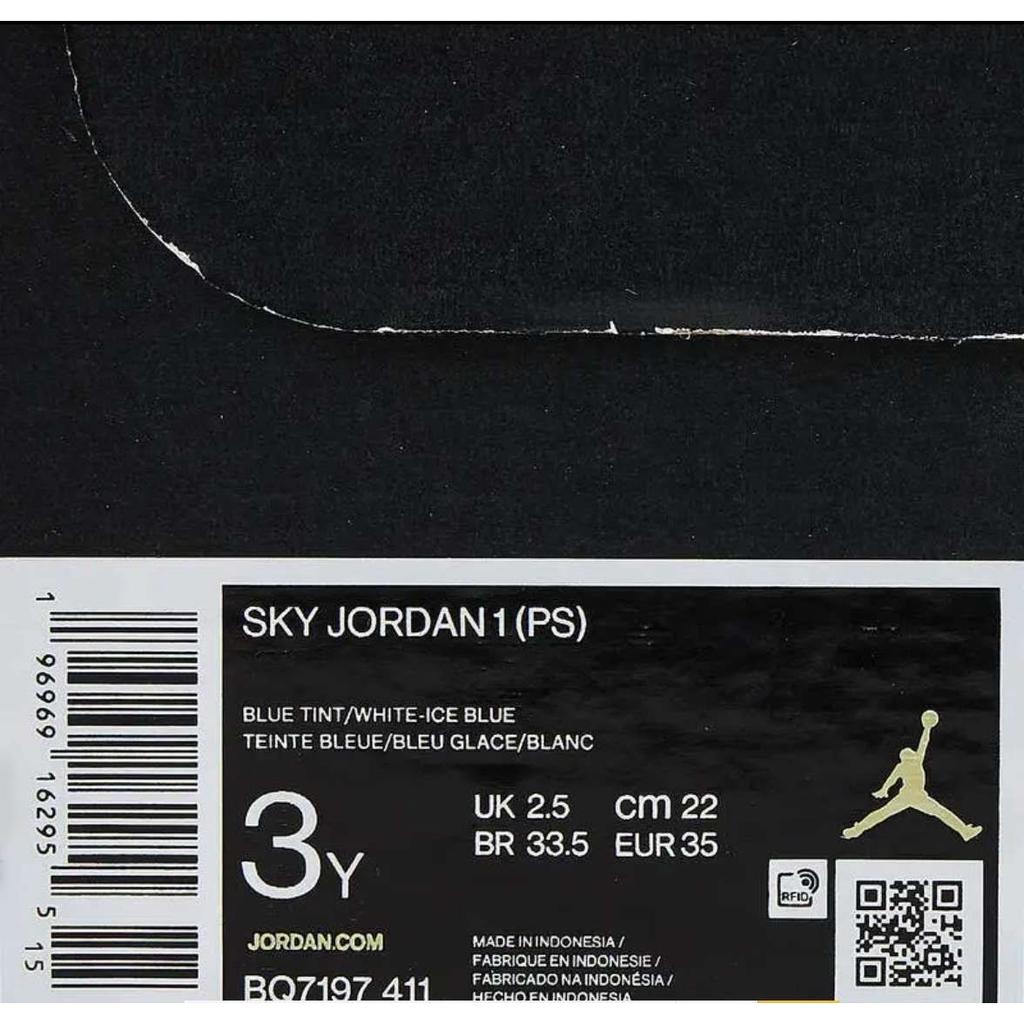 Air Jordan Sky Jordan 1 PS Modrý odtieň Detské tenisky Biela Ľadovo modrá BQ7197-411