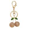 Shiny Creative Rhinestone Cherry Keychain Luxury Exquisite Keyring Cute Bag Pendant Charm for Holiday Souvenir
