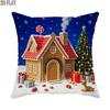 2D Flat - 1pc, Christmas Gingerbread House Reindeer Pillowcase - Soft Velvet, Suitable for Living Room, Zipper Closure, Machine Washable Pillowcase, F