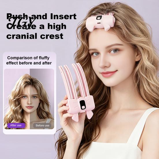 Instant Hair Root Lift Clip Heated Clip, LCD Display Wireless Volumizing Rechargeable Styling 2 Temperature Adjustable Electric Tool for Bangs,
