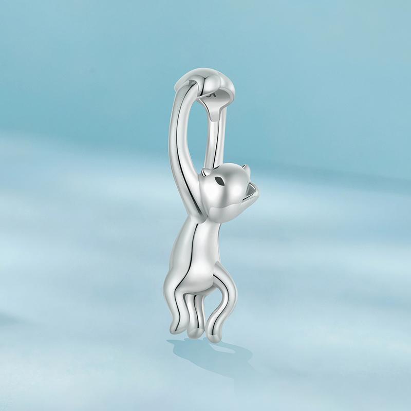 WOSTU 925 Sterling Silver lovely cat charms Horseshoe Celtic Knot Pendant Rose Heart Beads Fit DIY Bracelet Neck Valentine Gift