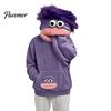 Unisex Pullover Top Big Mouth Creature Flannel Hoodie with Comb, Men Women Oversized Hooded Hoodies Sweatshirt, Thickened Plush Casual for Fall Winter