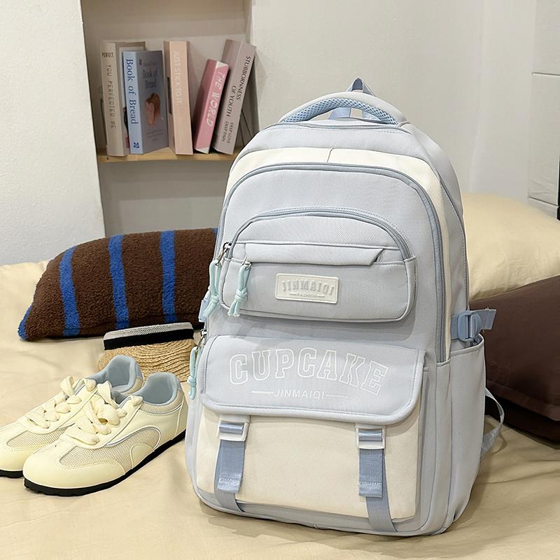 Letter Print Campus Backpack Large Capacity Junior Senior High School Student Schoolbag