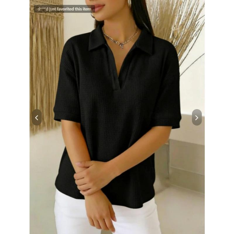 

Summer women s short sleeve T-shirt tops S чорний