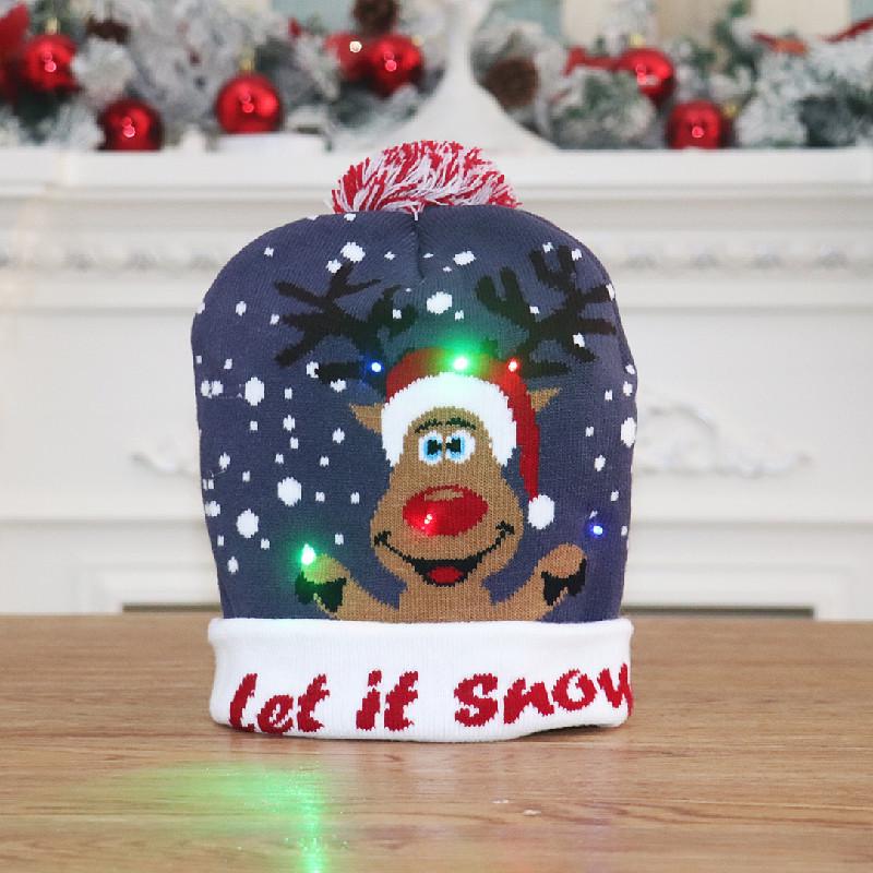 LED Light-Up Knitted Christmas Hat for Adults & Kids - Festive Party Accessory
