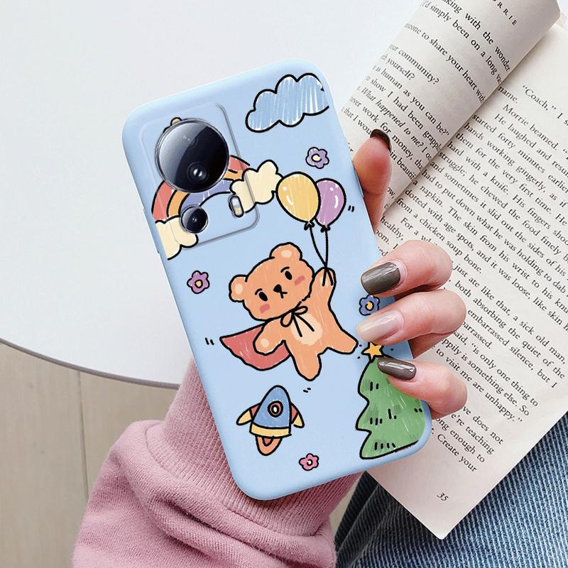 For Xiaomi 13 Lite Phone Case Cute Fashion Heart Flowers Soft Silicone Bumper Cover For Xiaomi13 Lite Fundas Shell Cartoon Gifts