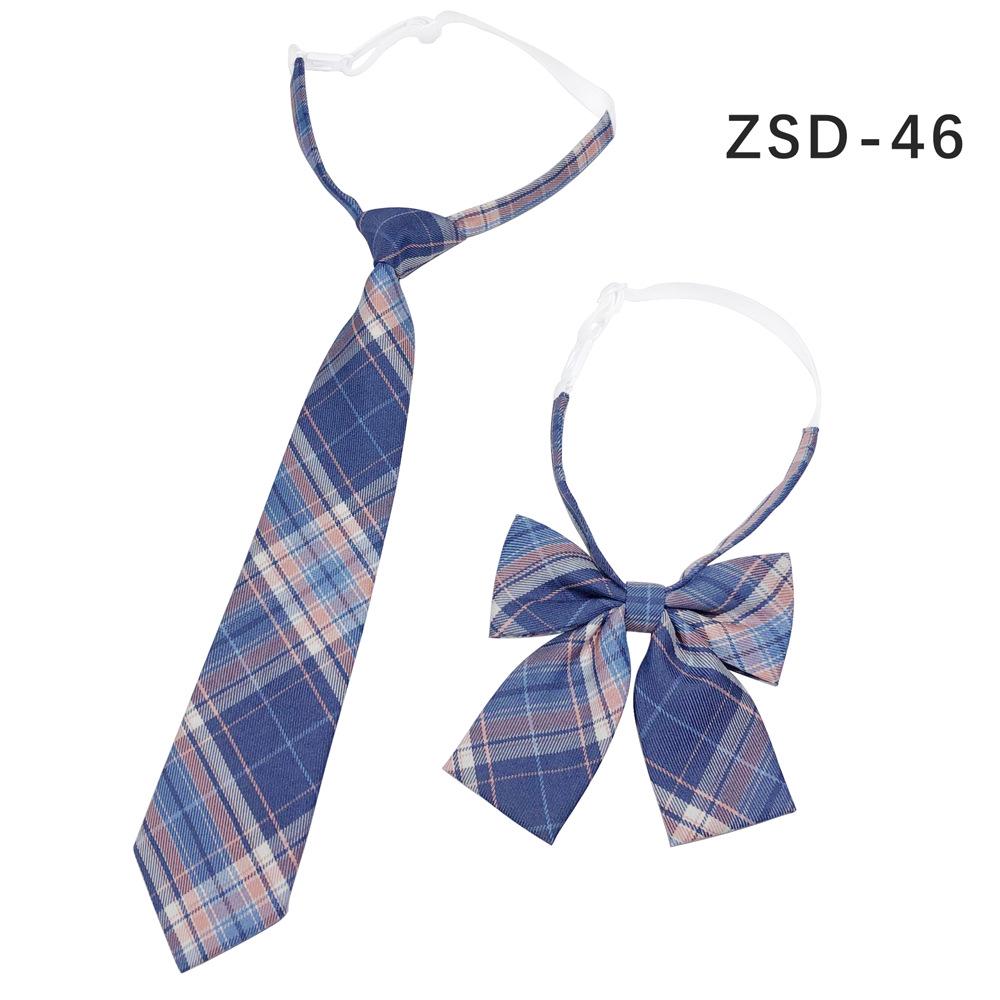 Unisex JK Collar Plaid Bowknot Flower Set - Polyester Cotton Student Uniform Accessory