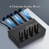 4 Channel Line Mixer Mini Sound Mixer Headphone Amplifier DC 12V Easy Operation Audio Mixer Ultra Low Noise 4 Input 1 Output with Power Adapter