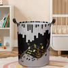 1pc, Piano Keys And Music Notes Print Laundry Basket, Collapsible Storage Bin with Handles, Music Lover Organizer, Laundry Baskets