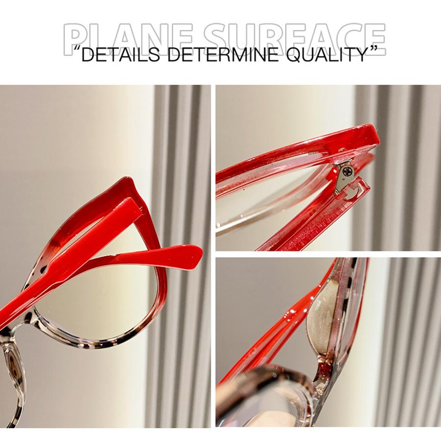 Fashionable Glasses for Women Retro Cat Eyes Anti Blue Light Flat Lens Color Blocked Personalized Eyeglass Frame