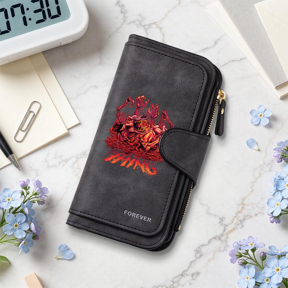 Cool Monster Print Long Wallet Fashion Multi Slot Card Holder Casual Portable Purse