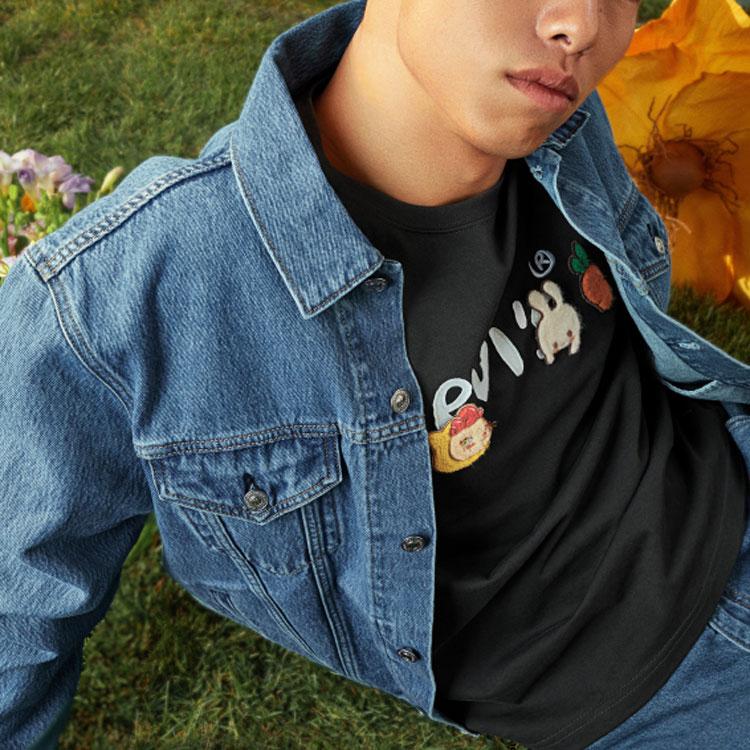 Levis SS22 Solid Color Cartoon Collar Denim Jacket Men Jacket Blue A4336-0000